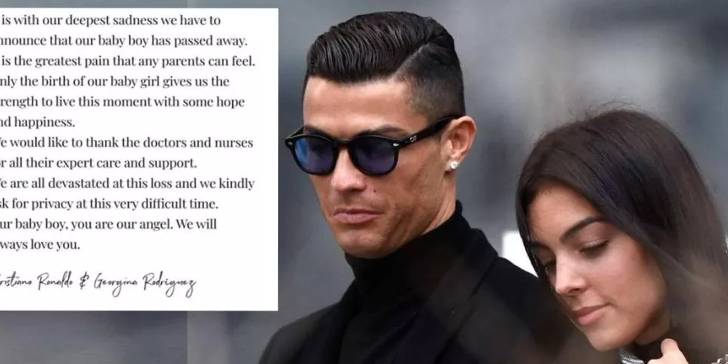 Cristiano Ronaldo y Georgina Rodríguez dan un triste anuncio: Han perdido a uno de sus mellizos recién nacidos.
